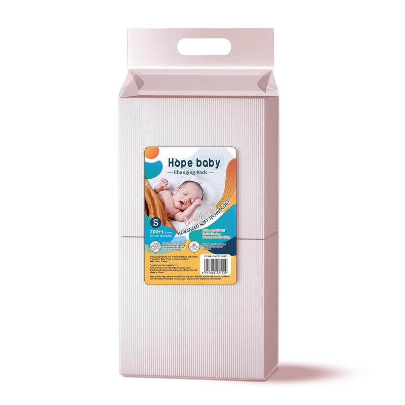 JUS COOl Baby Disposable Changing Pads, 13”x 18”(200+1 Count) Underpads Portable Diaper Changing Pads, Soft Bed Pads Ultra Absorbent and Waterproof - Image 1